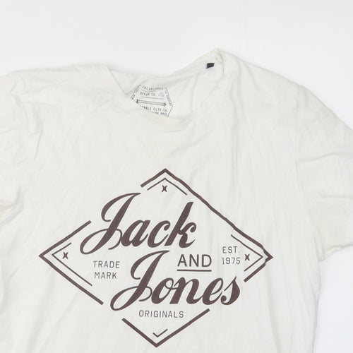 JACK & JONES Mens White    T-Shirt Size S