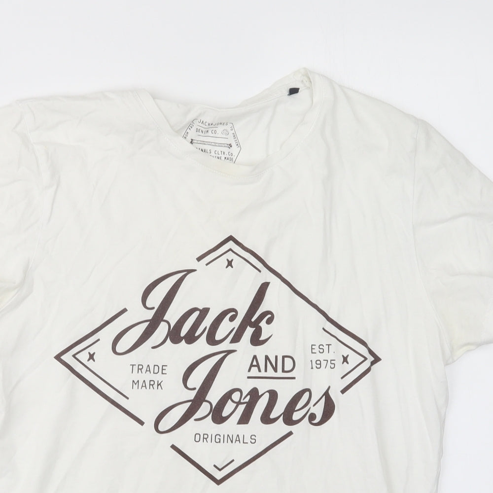 JACK & JONES Mens White    T-Shirt Size S