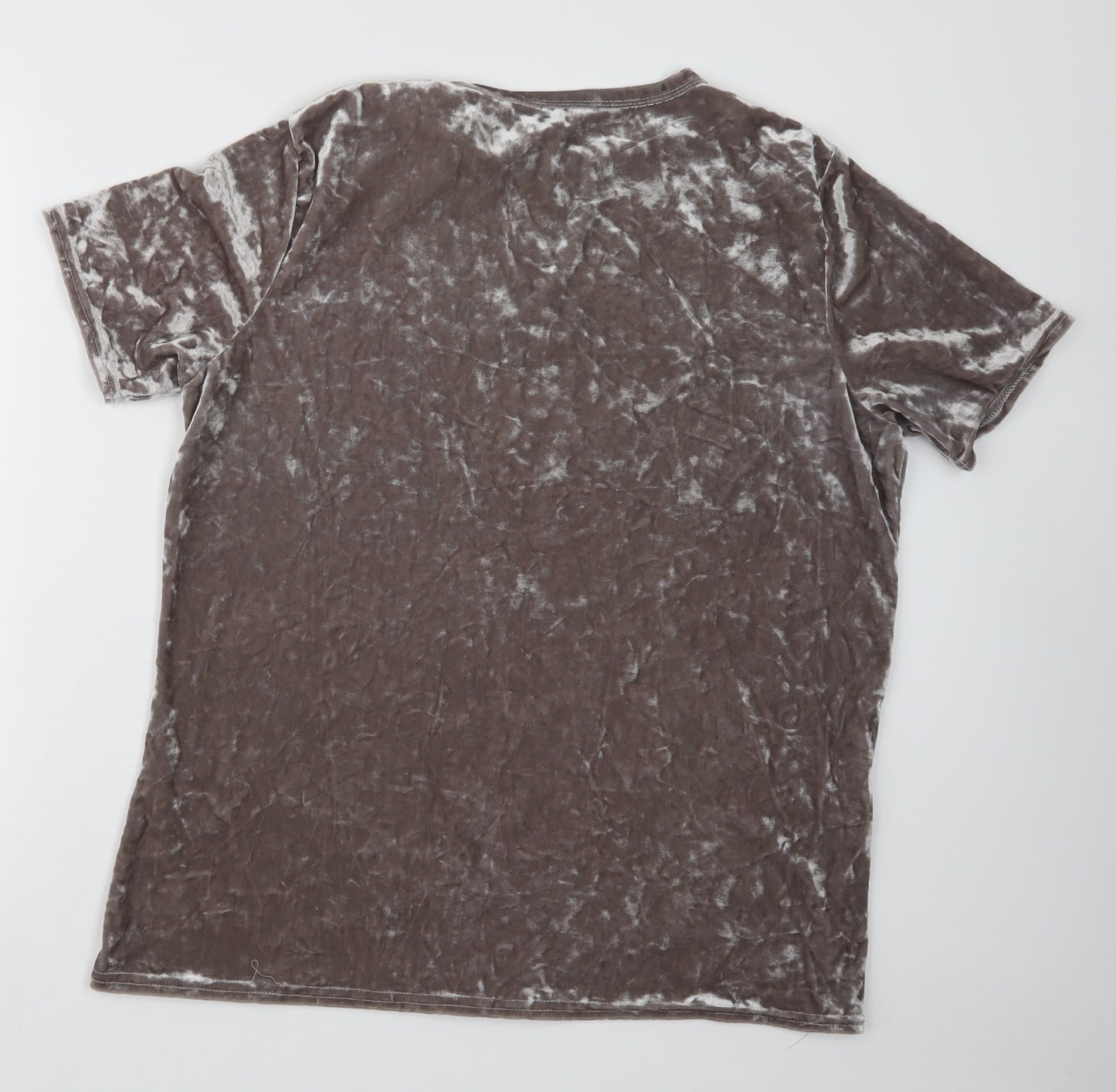 Boohoo Womens Grey  Velvet Basic T-Shirt Size 18