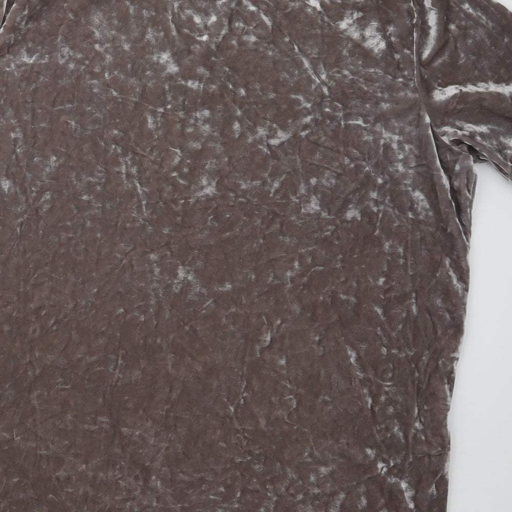 Boohoo Womens Grey  Velvet Basic T-Shirt Size 18