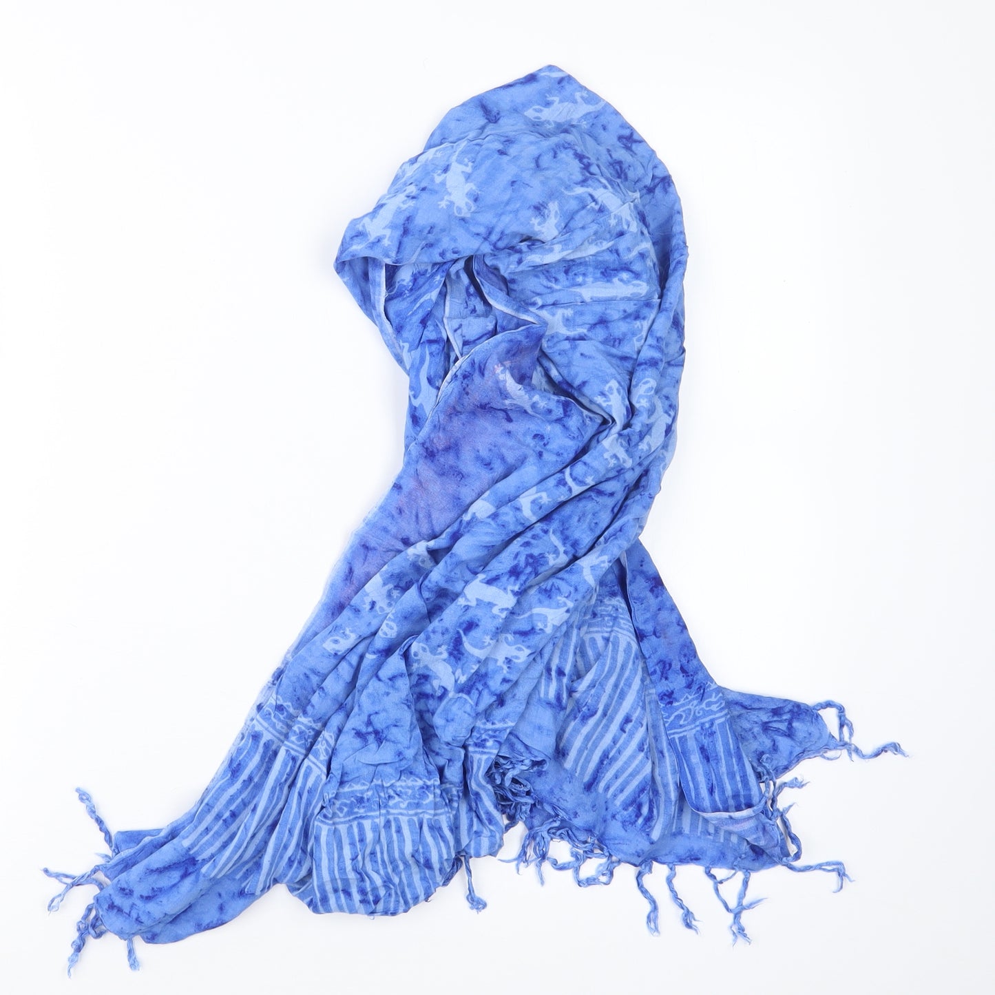 Preworn Womens Blue Geometric   Scarf