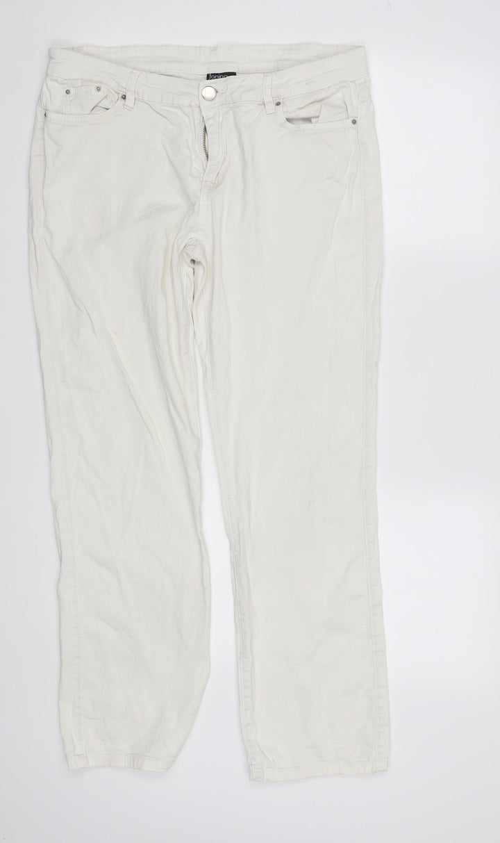 Janina Womens White Straight Jeans Size 14 L29 in