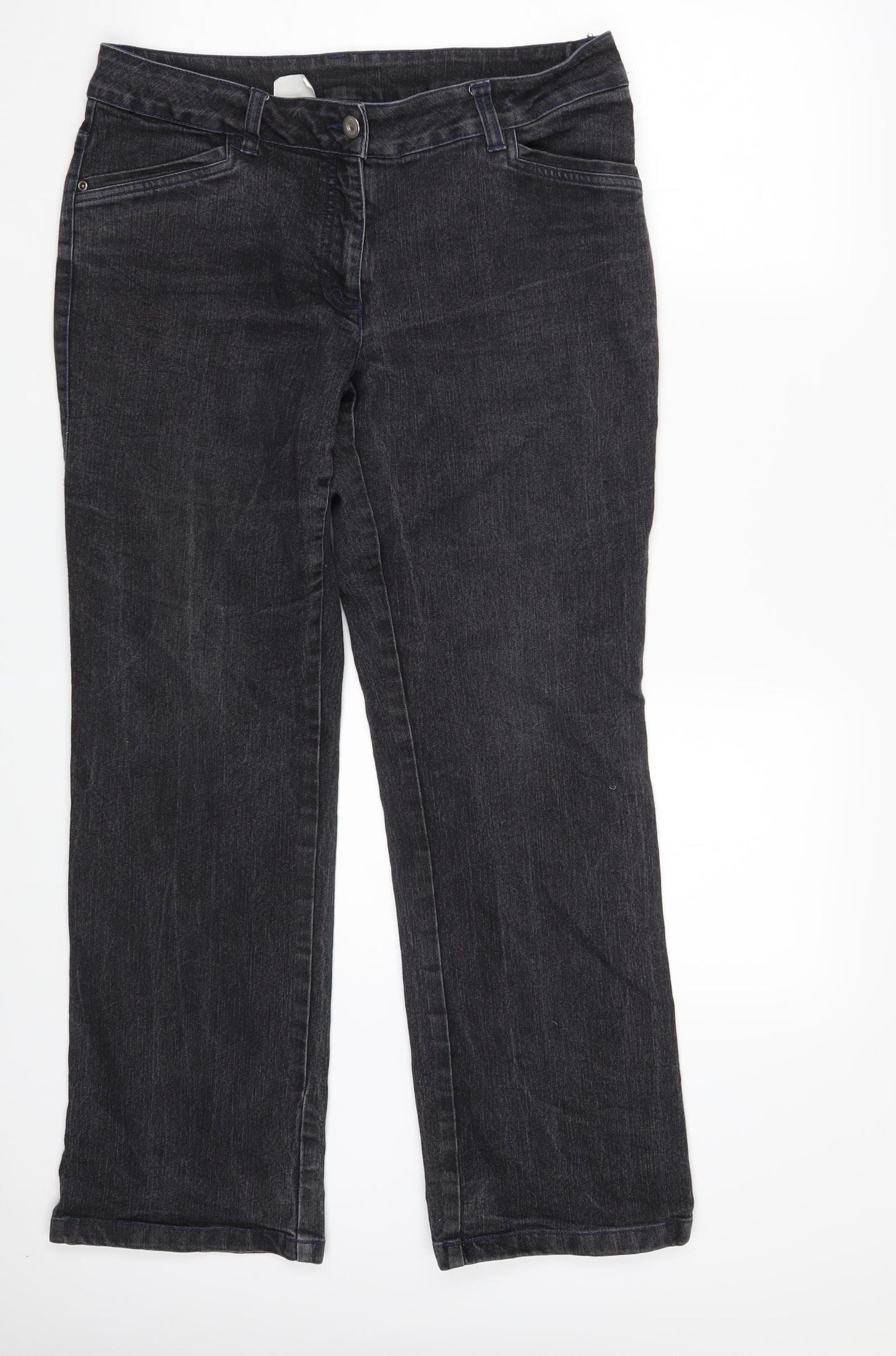 Preworn Womens Grey  Denim Straight Jeans Size 14 L30 in