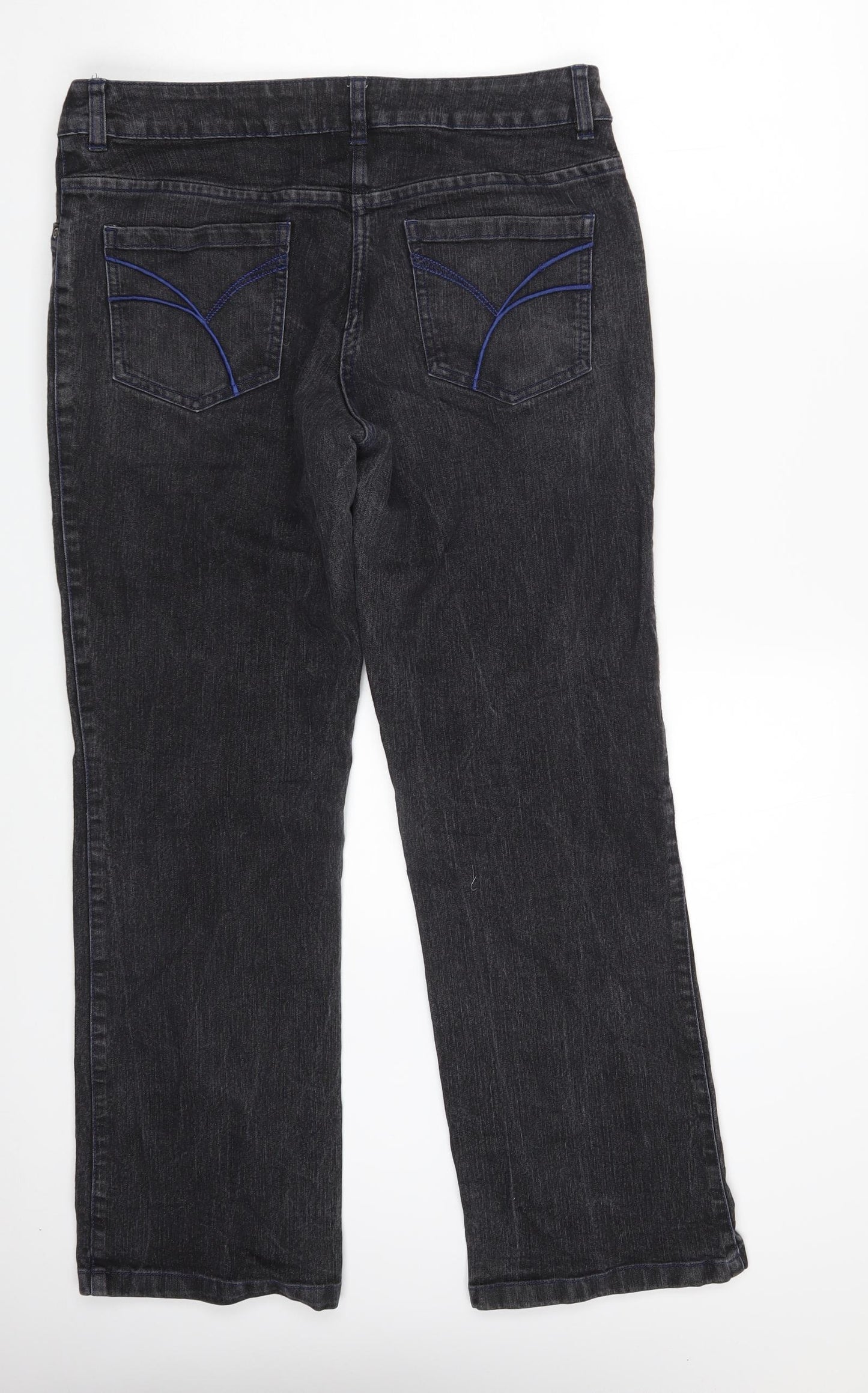 Preworn Womens Grey  Denim Straight Jeans Size 14 L30 in