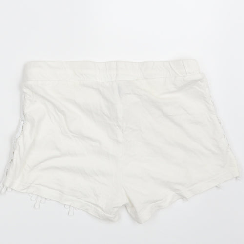 Primark Womens White Floral  Hot Pants Shorts Size 8