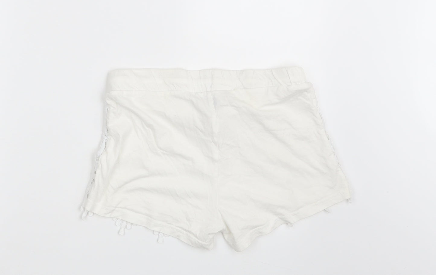 Primark Womens White Floral  Hot Pants Shorts Size 8