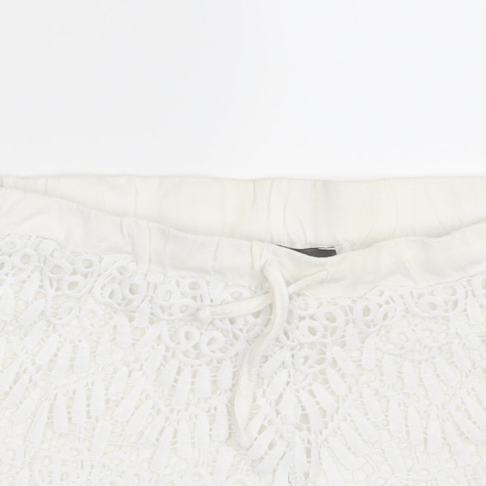 Primark Womens White Floral  Hot Pants Shorts Size 8