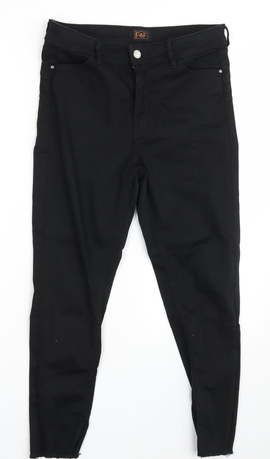 F&F Womens Black  Denim Cropped Jeans Size 10 L24 in