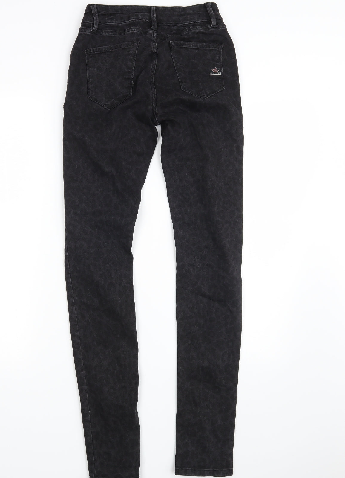 Buena Vista Womens Black Animal Print Denim Skinny Jeans Size 2XS L31 in
