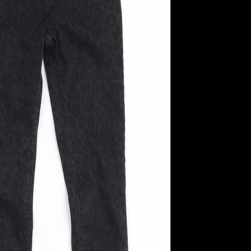 Buena Vista Womens Black Animal Print Denim Skinny Jeans Size 2XS L31 in