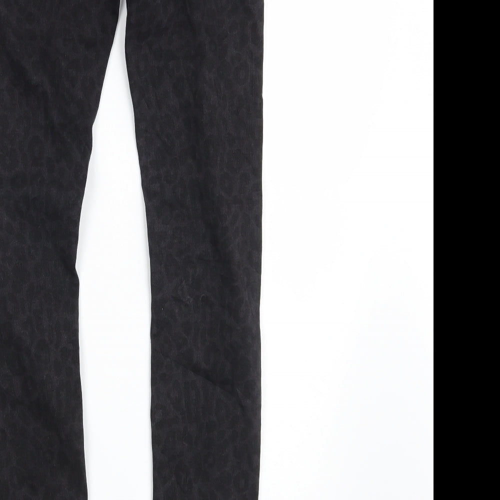 Buena Vista Womens Black Animal Print Denim Skinny Jeans Size 2XS L31 in