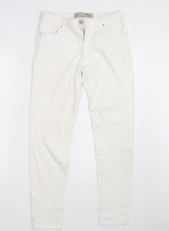 Denim Co. Womens White Denim Straight Jeans Size 12 L28 in