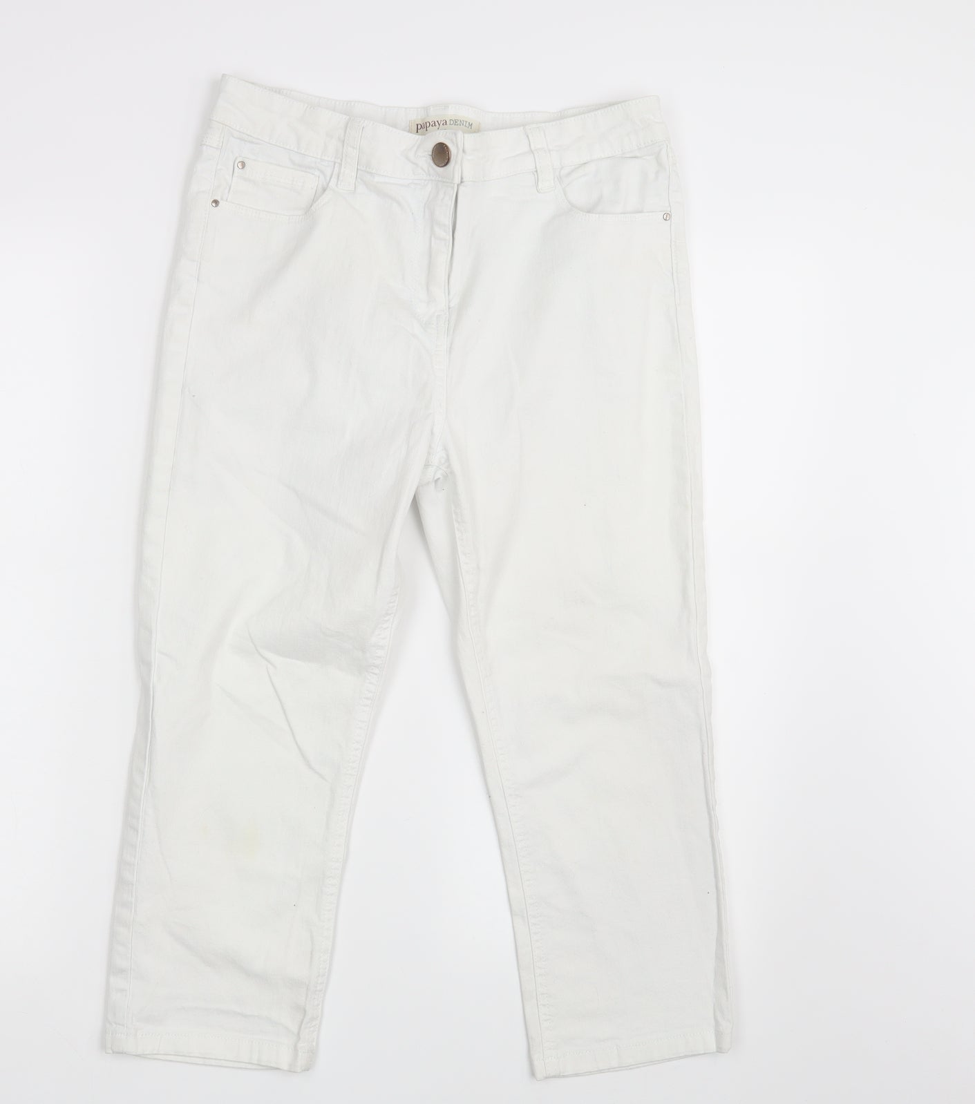 Papaya Womens White  Denim Cropped Jeans Size 12 L20 in