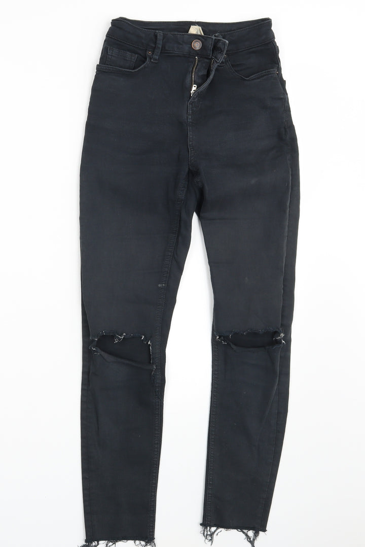 Topshop Womens Black Denim Skinny Jeans Size 24 in L26 in