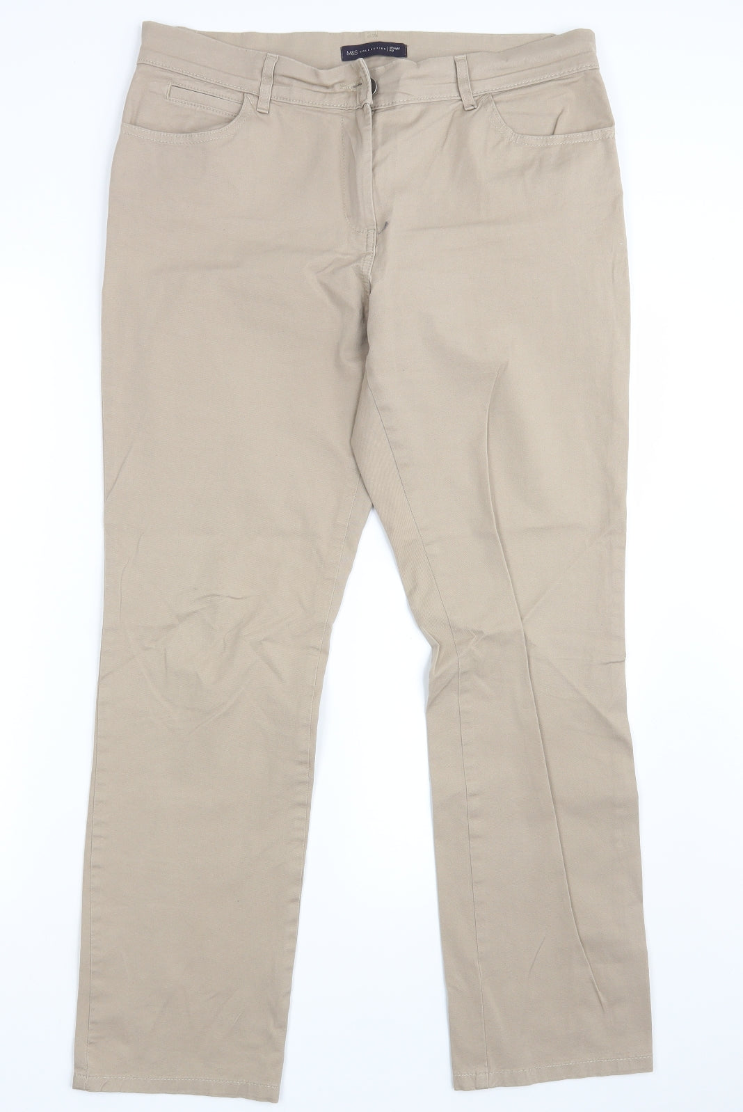 M&S Womens Beige  Denim Trousers  Size 14 L30 in