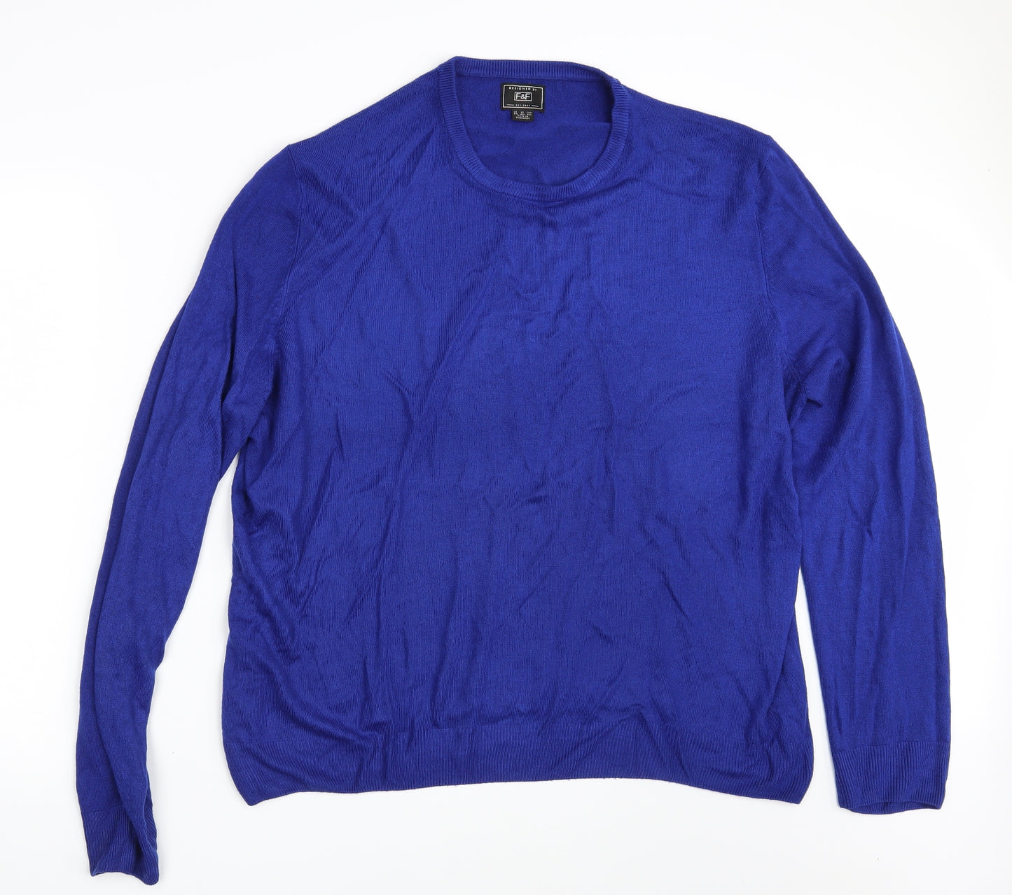F&F Mens Blue  Knit Pullover Sweatshirt Size 2XL