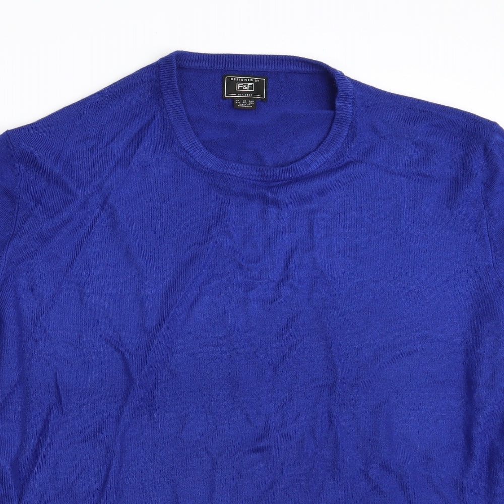 F&F Mens Blue  Knit Pullover Sweatshirt Size 2XL