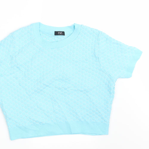 F&F Womens Blue Geometric Knit Pullover Jumper Size 12