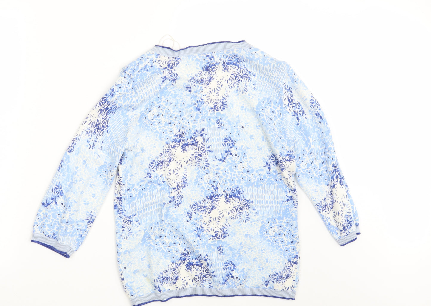 Per Una Womens Blue Floral Knit Cardigan Jumper Size 12