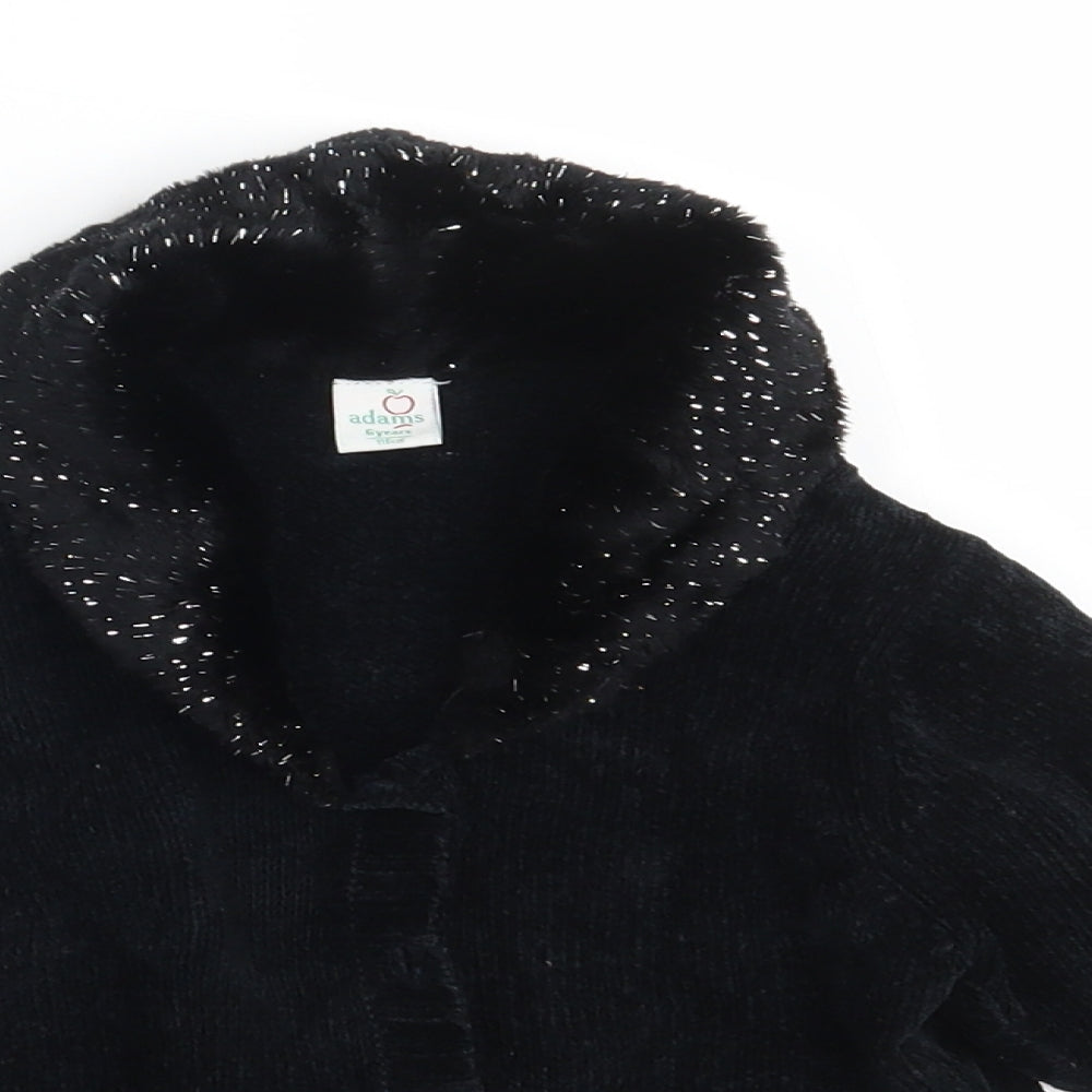 Adams Apple Girls Black  Knit Cardigan Jumper Size 6 Years