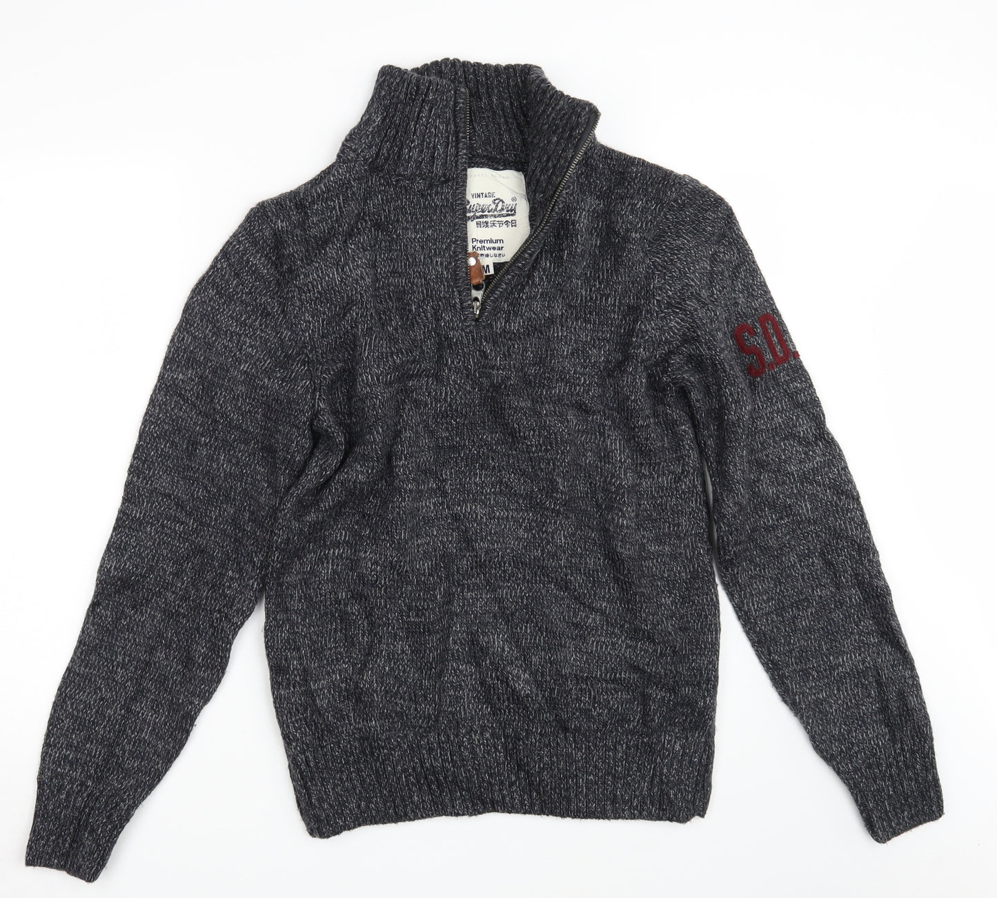 Superdry Mens Grey  Knit Pullover Jumper Size M