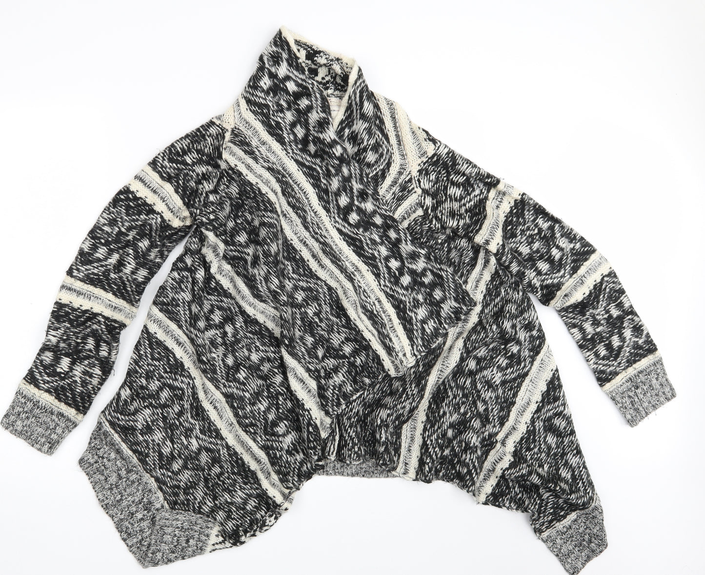 Cotton On Womens Black Argyle/Diamond Knit Wrap Jumper Size S