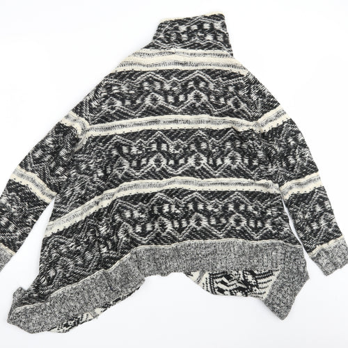 Cotton On Womens Black Argyle/Diamond Knit Wrap Jumper Size S