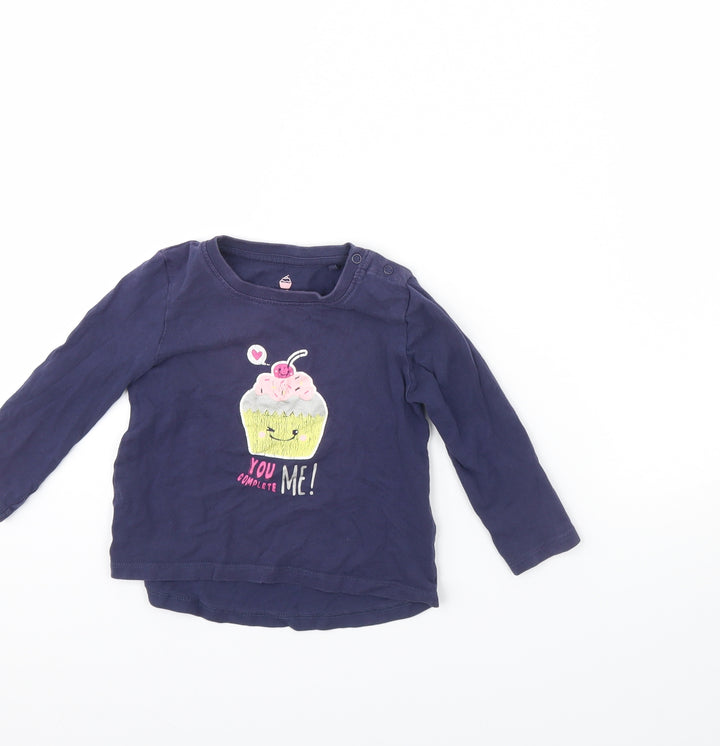 Lulipu Girls Blue   Basic T-Shirt Size 12 Months