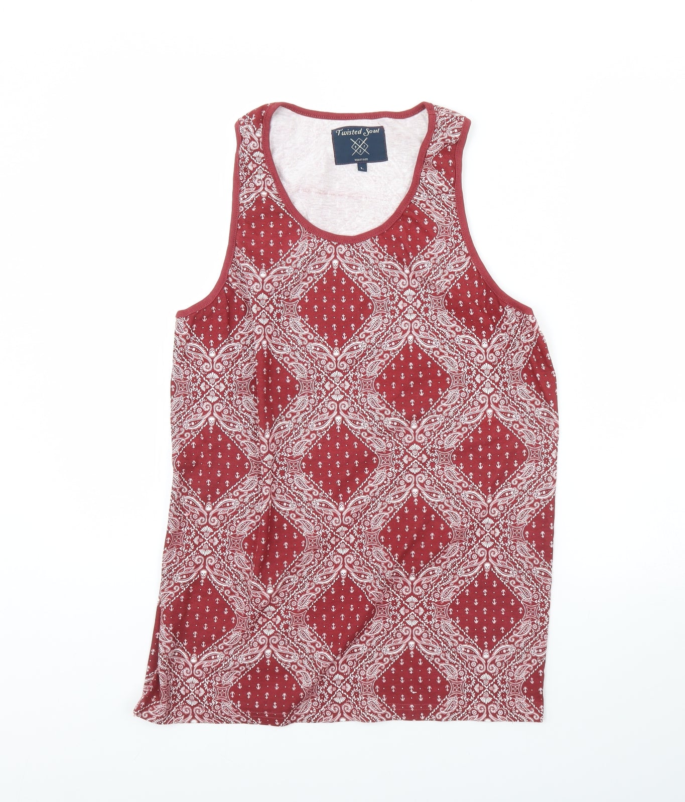 Twisted Soul Womens Red Fair Isle  Basic Tank Size L