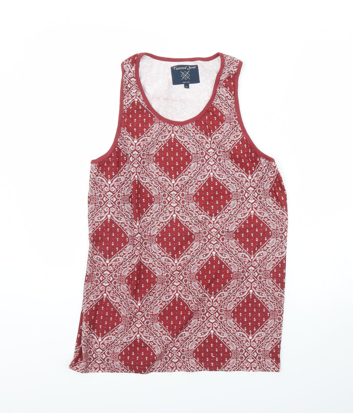 Twisted Soul Womens Red Fair Isle  Basic Tank Size L
