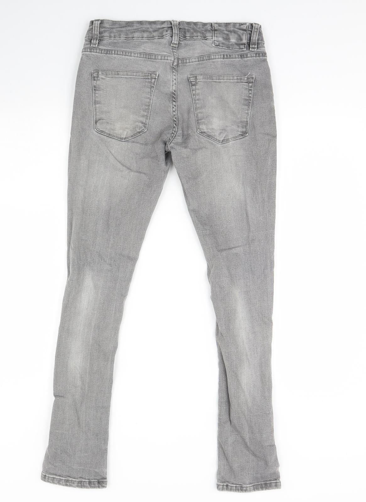 River Island Mens Grey  Denim Straight Jeans Size 32 L32 in