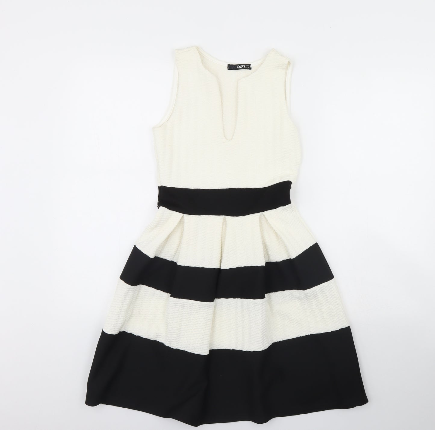 Quiz  Womens White Striped  Fit & Flare  Size 8