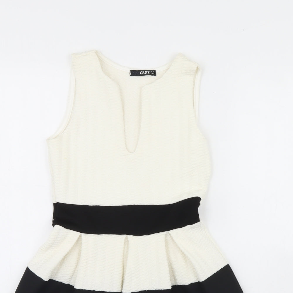 Quiz  Womens White Striped  Fit & Flare  Size 8