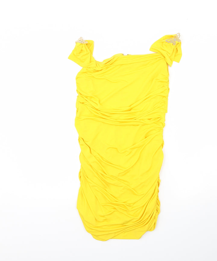 Maia Hemera Womens Yellow Bodycon Size S