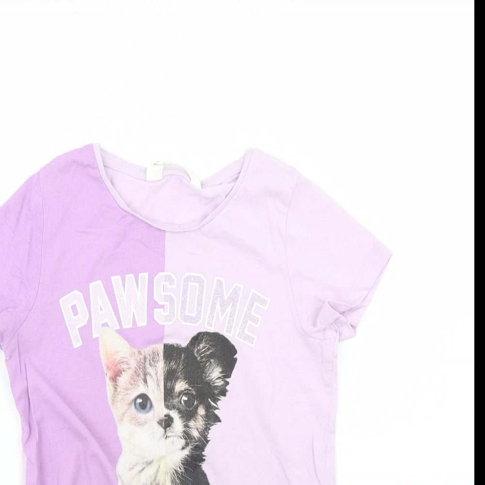 H&M Girls Purple   Basic T-Shirt Size 6 Years  - CAT