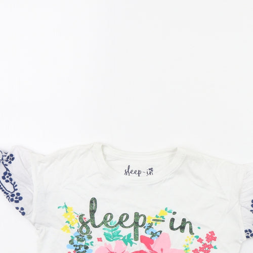 Preworn Girls White Solid  Cami Pyjama Top Size 7 Years