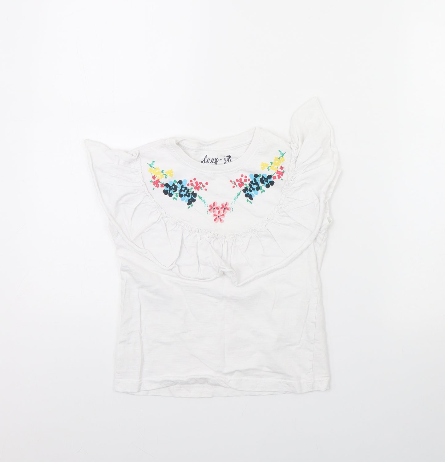 Preworn Girls White Solid  Cami Pyjama Top Size 7 Years