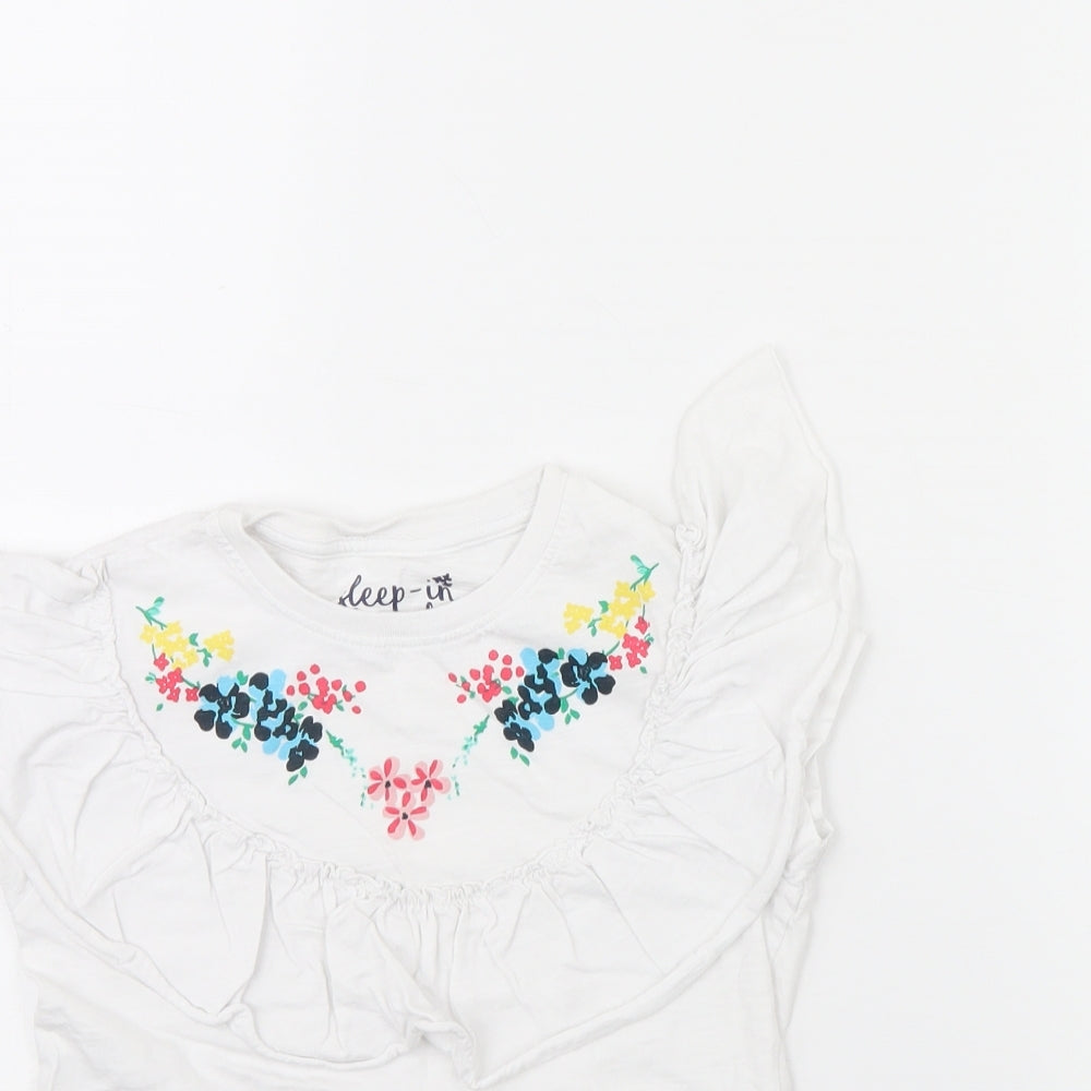 Preworn Girls White Solid  Cami Pyjama Top Size 7 Years