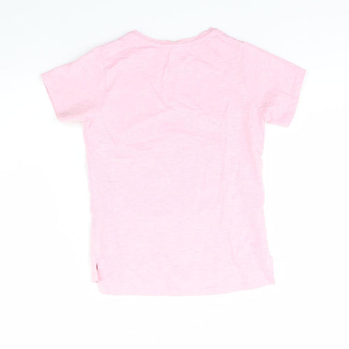 Preworn Girls Pink   Basic T-Shirt Size 7 Years  - Dog