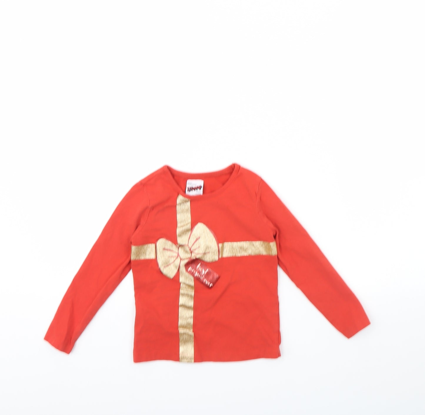 George Boys Red   Basic T-Shirt Size 4 Years  - Christmas