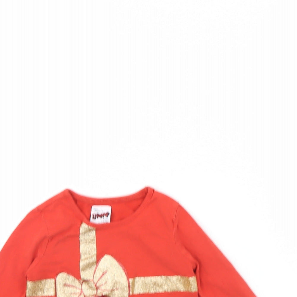 George Boys Red   Basic T-Shirt Size 4 Years  - Christmas
