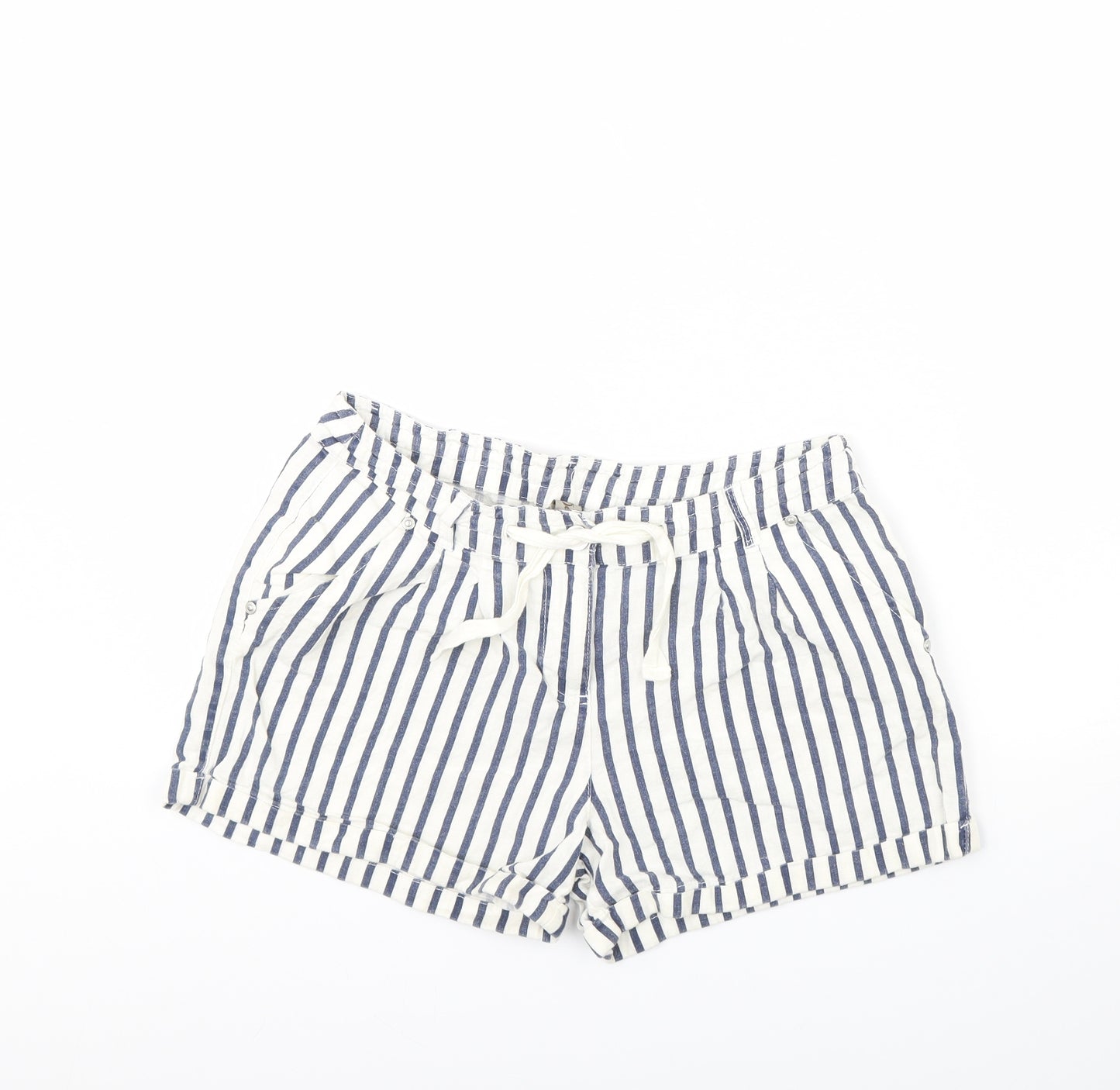 Denim & Co. Womens White Striped  Culotte Shorts Size 12