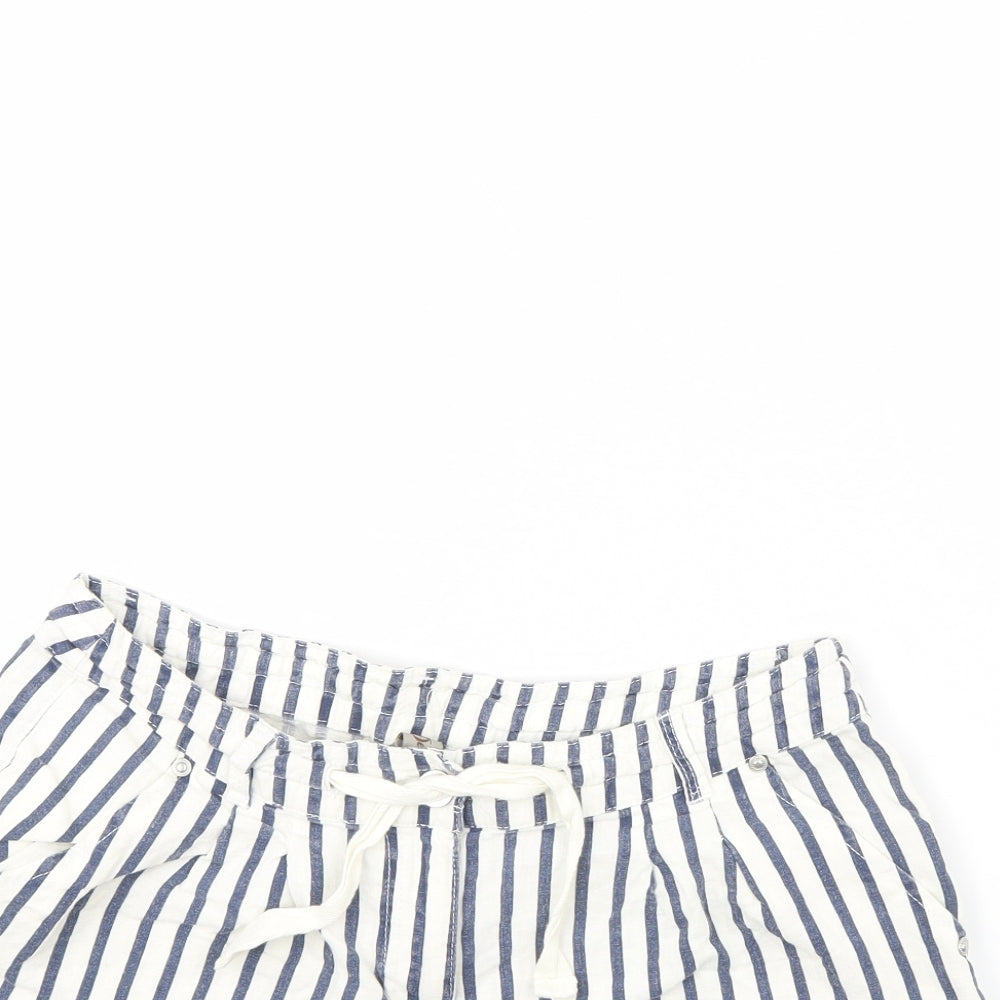 Denim & Co. Womens White Striped  Culotte Shorts Size 12