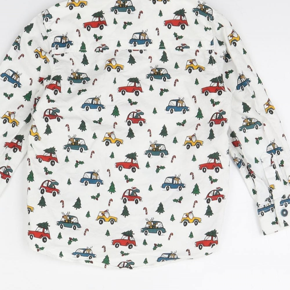 F&F Boys White Spotted  Basic Button-Up Size 4 Years  - Christmas