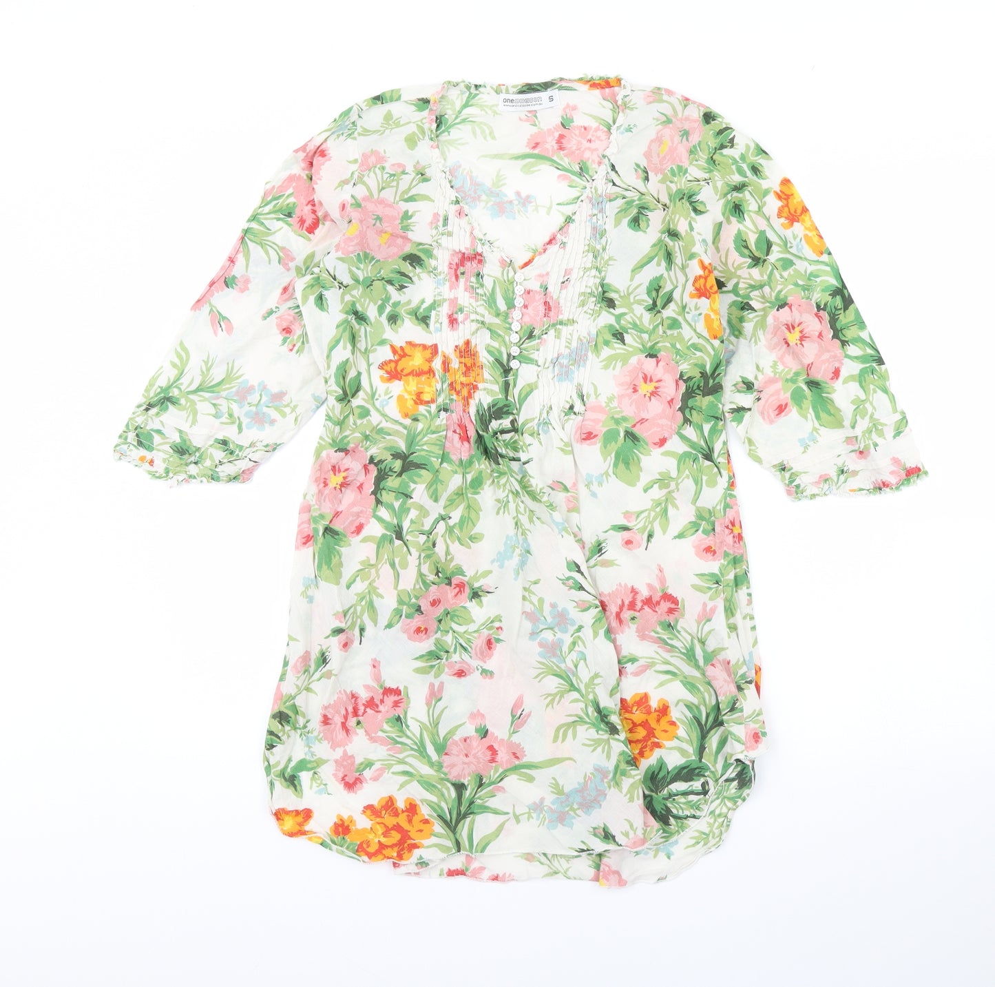 One season Womens White Floral  Kaftan  Size S
