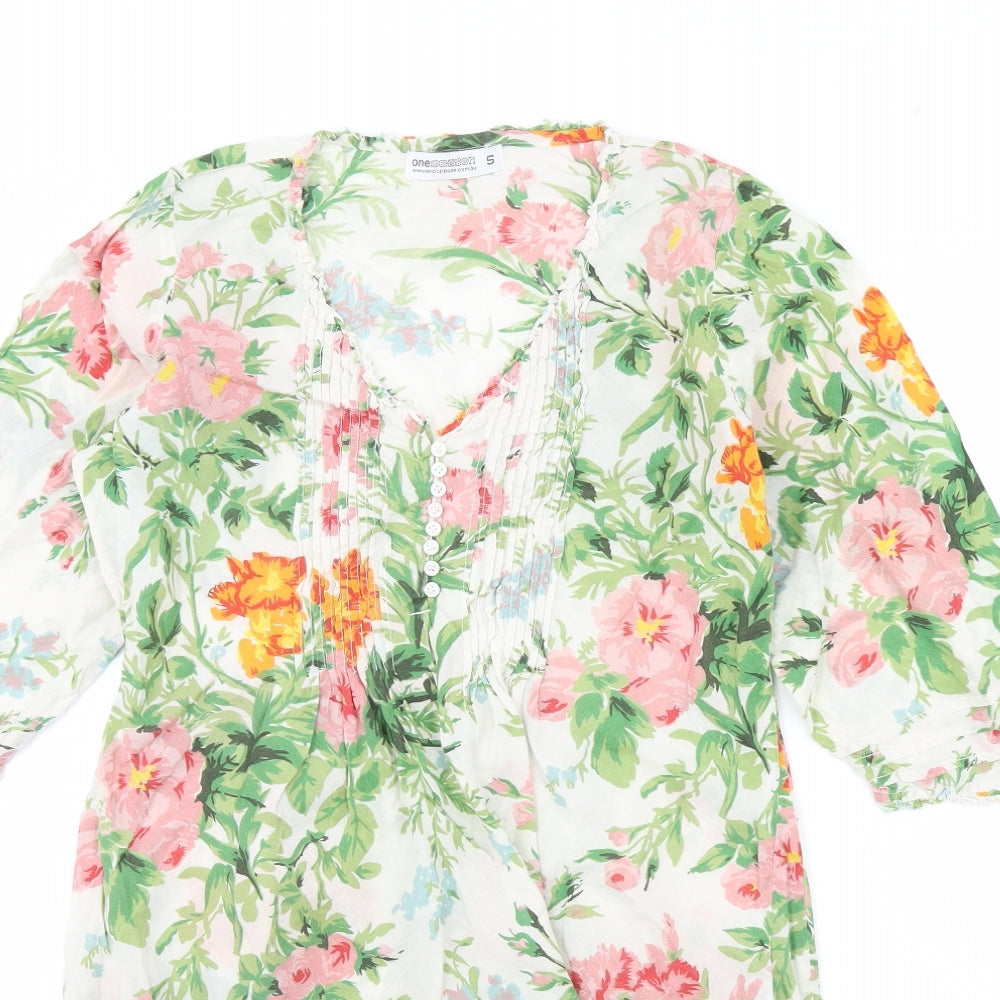 One season Womens White Floral  Kaftan  Size S