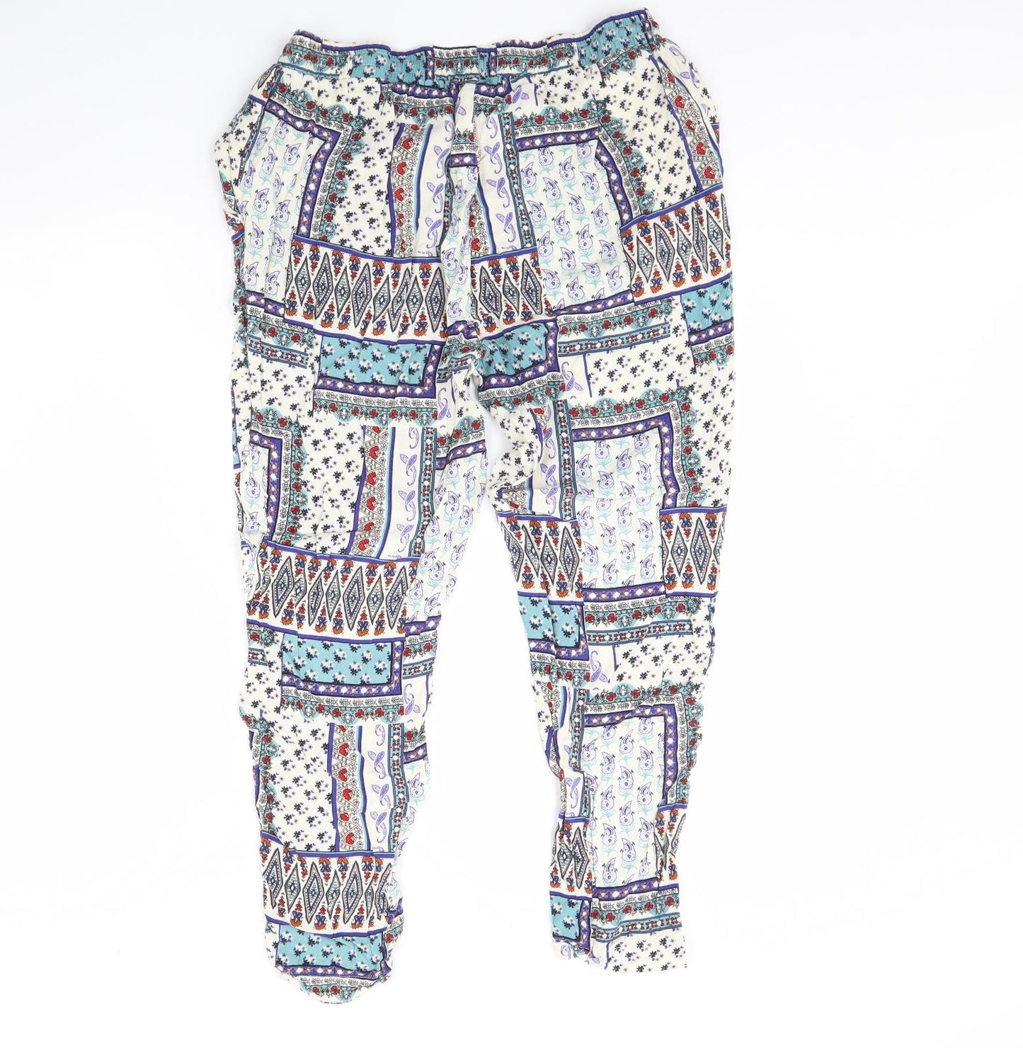 Atmosphere Womens White Geometric  Trousers  Size 14 L28 in