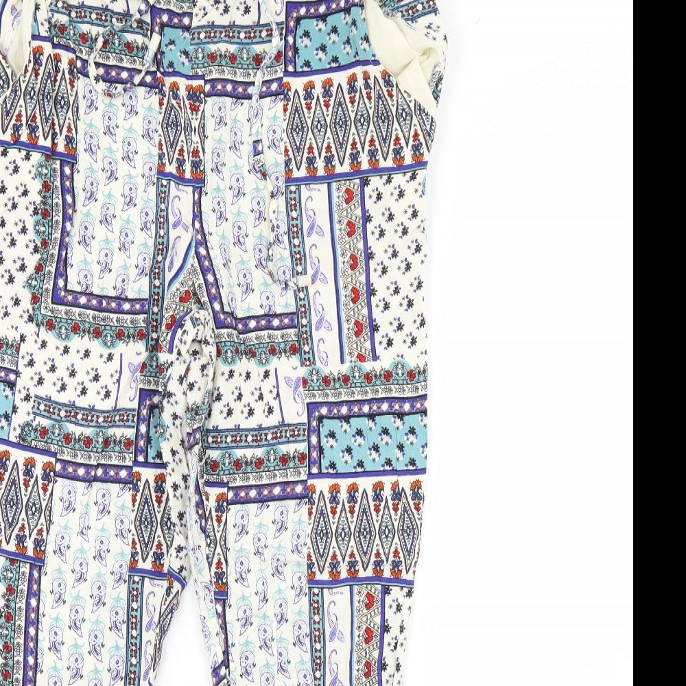 Atmosphere Womens White Geometric  Trousers  Size 14 L28 in