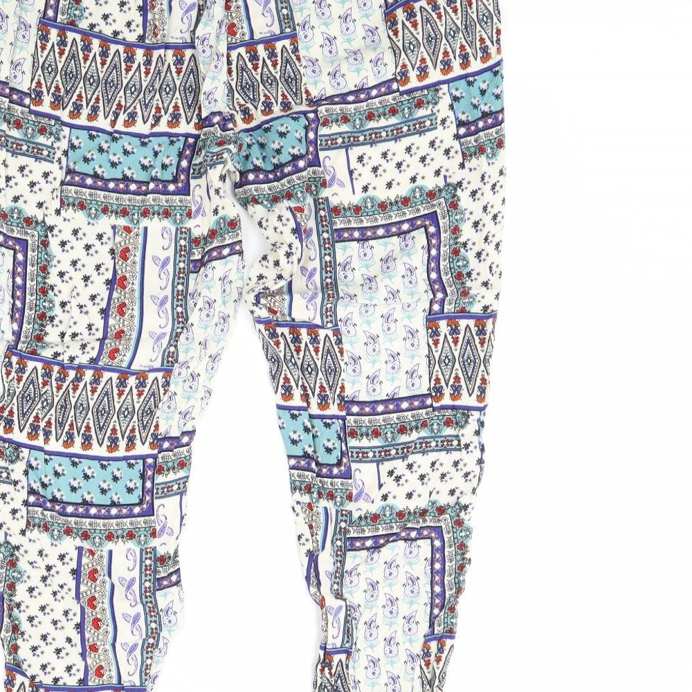 Atmosphere Womens White Geometric  Trousers  Size 14 L28 in