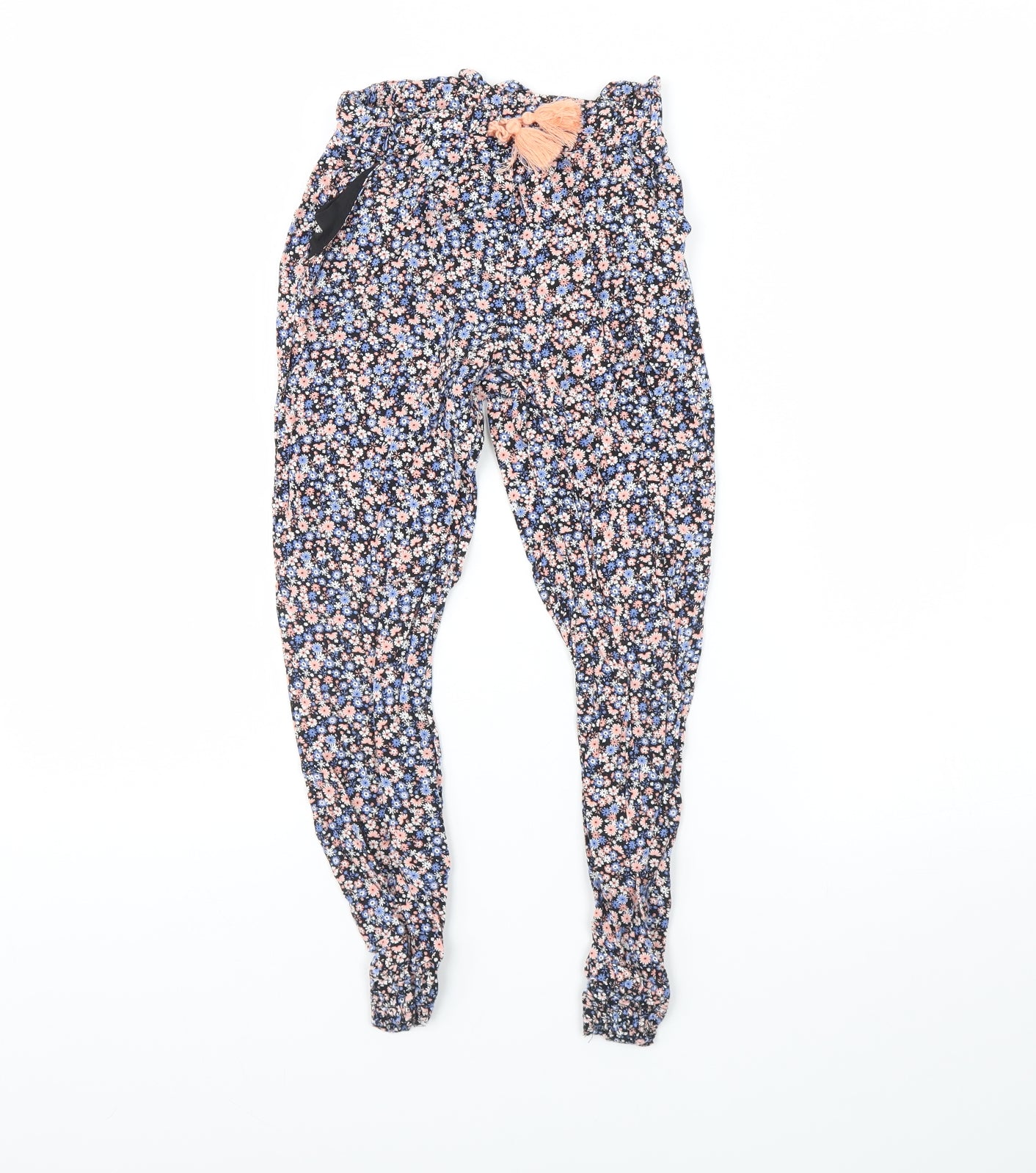 Primark Girls Black Floral  Capri Trousers Size 8 Years